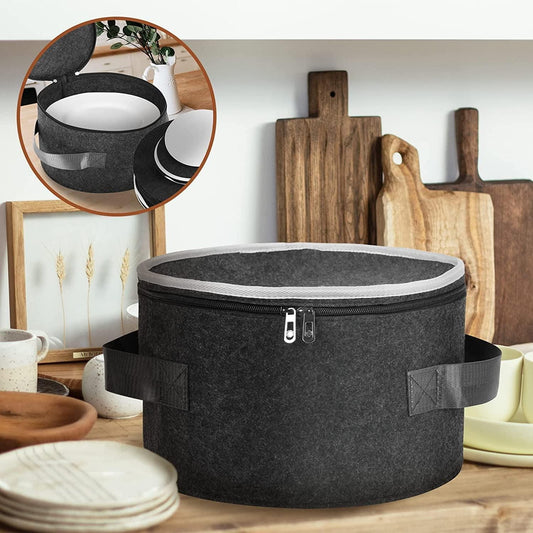 Plate Storage Case with 12 Thick Felt Dividers